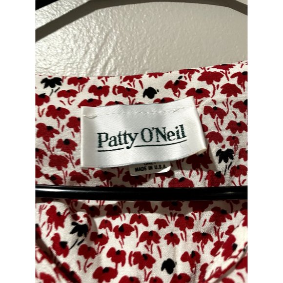 VINTAGE PATTY‎ O'NEIL RED/WHITE FLORAL DRESS SIZE 12 | U1 - Picture 2 of 7